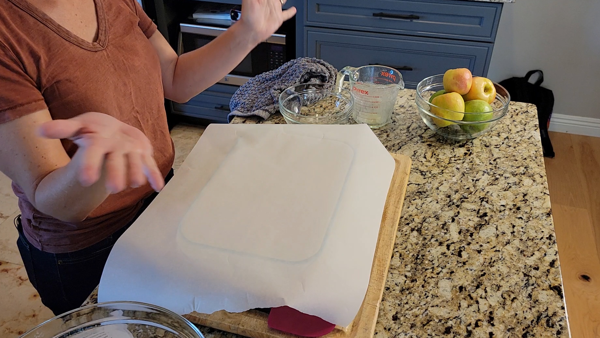 prep the pan for the apple bars